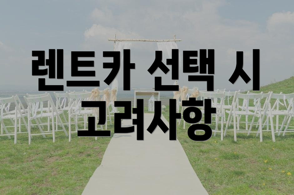 렌트카 선택 시 고려사항