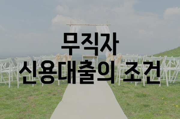 무직자 신용대출의 조건