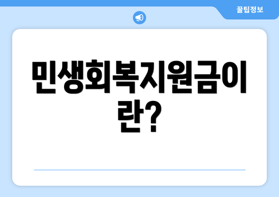 민생회복지원금이란?
