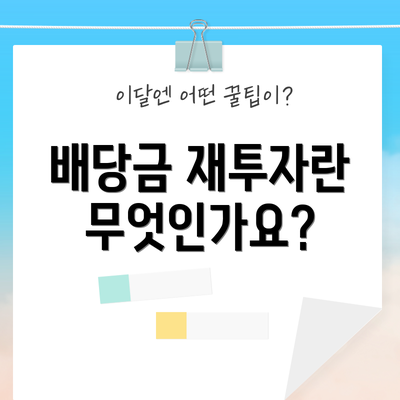 배당금 재투자란 무엇인가요?