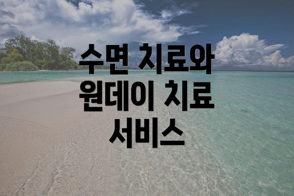 수면 치료와 원데이 치료 서비스