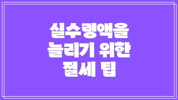실수령액을 늘리기 위한 절세 팁