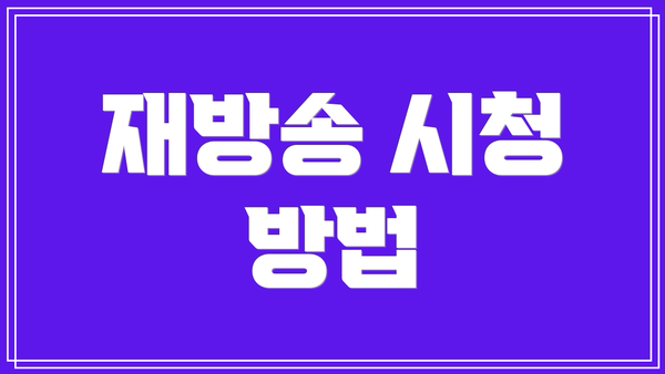 재방송 시청 방법
