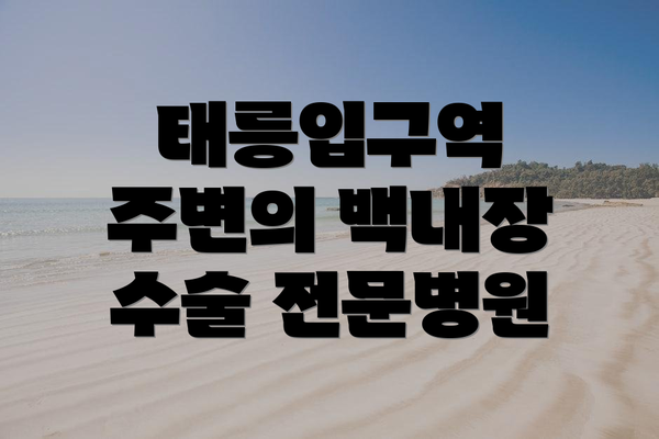 태릉입구역 주변의 백내장 수술 전문병원