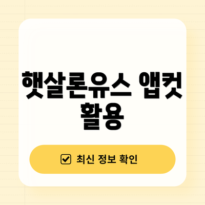 햇살론유스 앱컷 활용