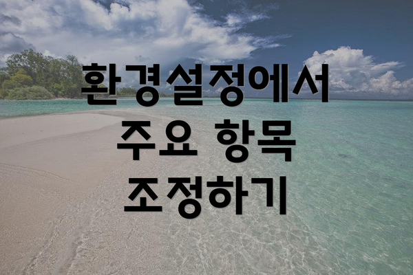 환경설정에서 주요 항목 조정하기